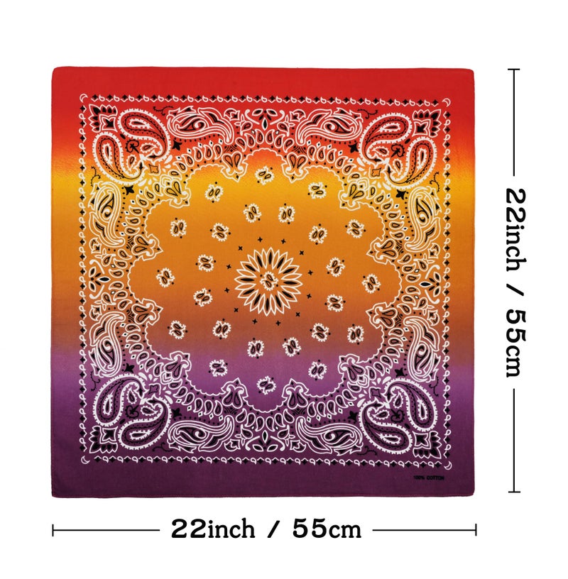 Bycc Bynn 3 Pack 100% Cotton Paisley Pattern Bandanas Face Mask Square Scarf Headwear (S- 3 Pack-Gradient 1) - Image 2